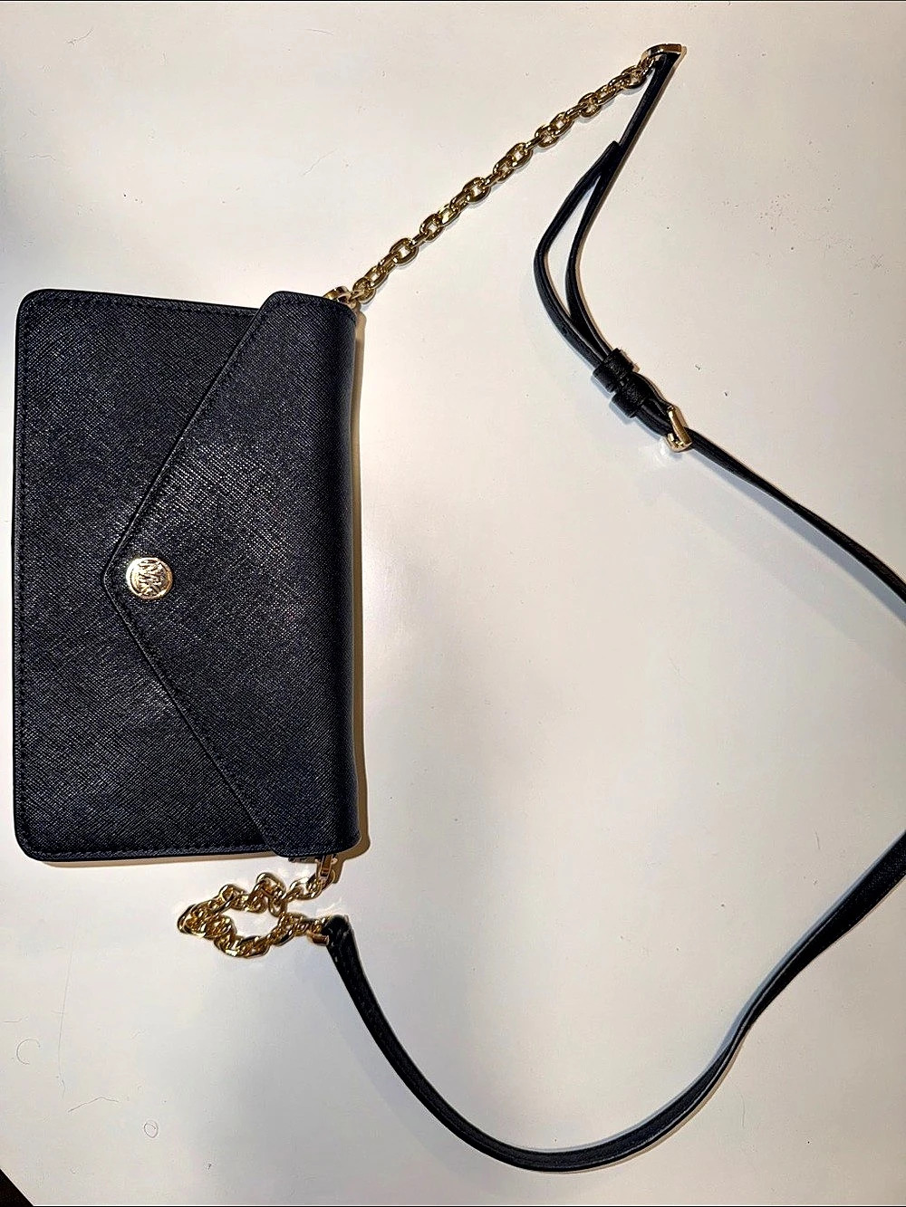 Michael Kors Small Saffiano Leather Envelope Crossbody Bag, Black